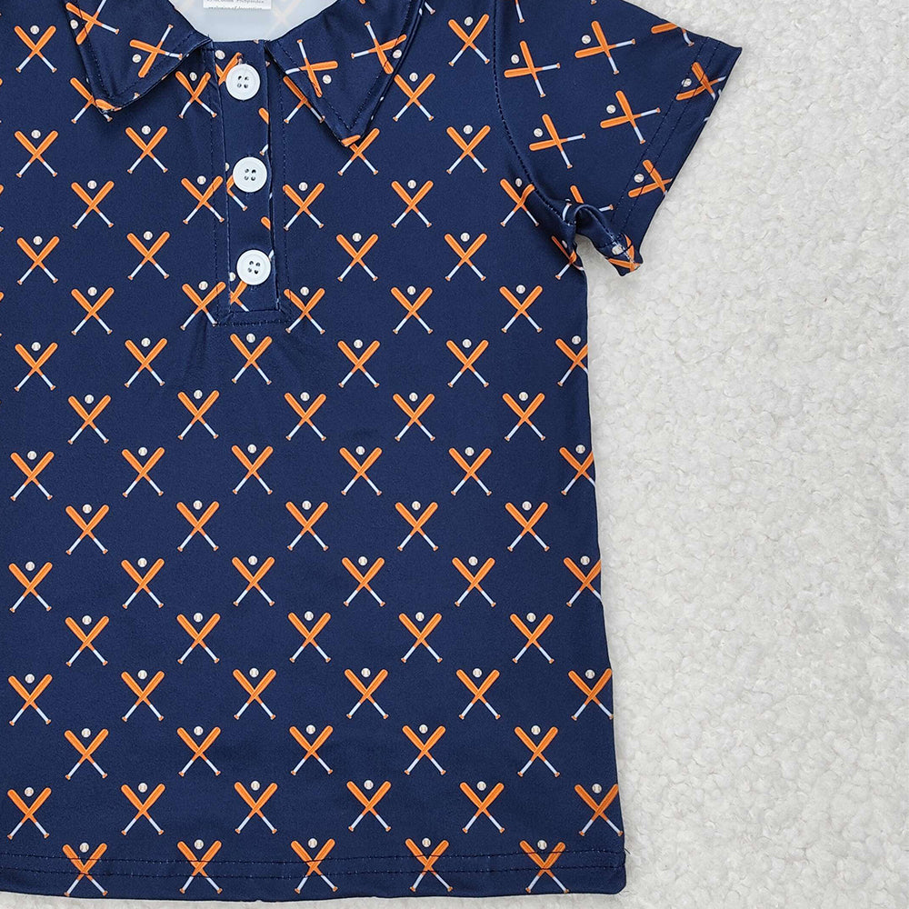 BT1120RTS NO MOQ Baby Boys Summer Tops Blue Short Sleeve Baseball Polo Shirt for Kids Boys Ages 7-14 Comfortable Breathable Fashionable Clothing