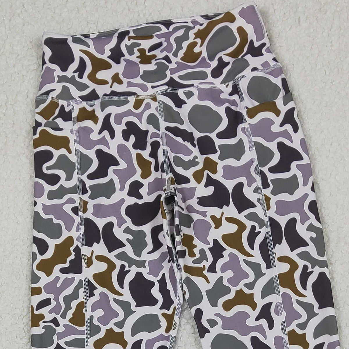 12.3 RTS NO MOQ （In stock）P0897 Adult Women Southern Lavender Camo Yoga Active Legging Pants Bottom