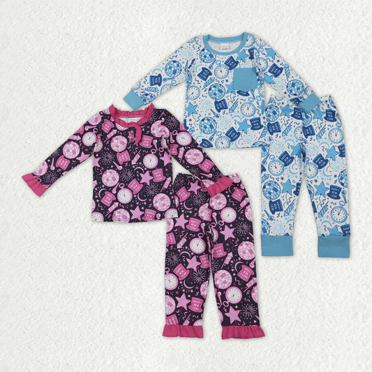 10.18 RTS Sibling Baby Boys Girls Happy New Year Pant Pajamas Sets
