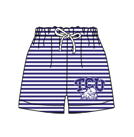 CUSTOM MOQ 5 Cute Comfortable Clothing For Kids Baby Kids Summer Purple TCU Stripe Bottom Team Shorts