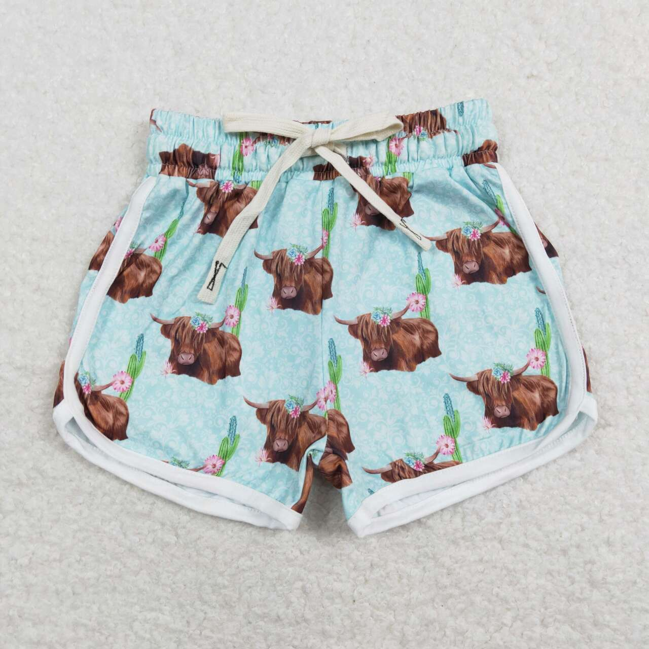 Adults women and Baby Girls Alpine Yak Mint Green Yoga Shorts