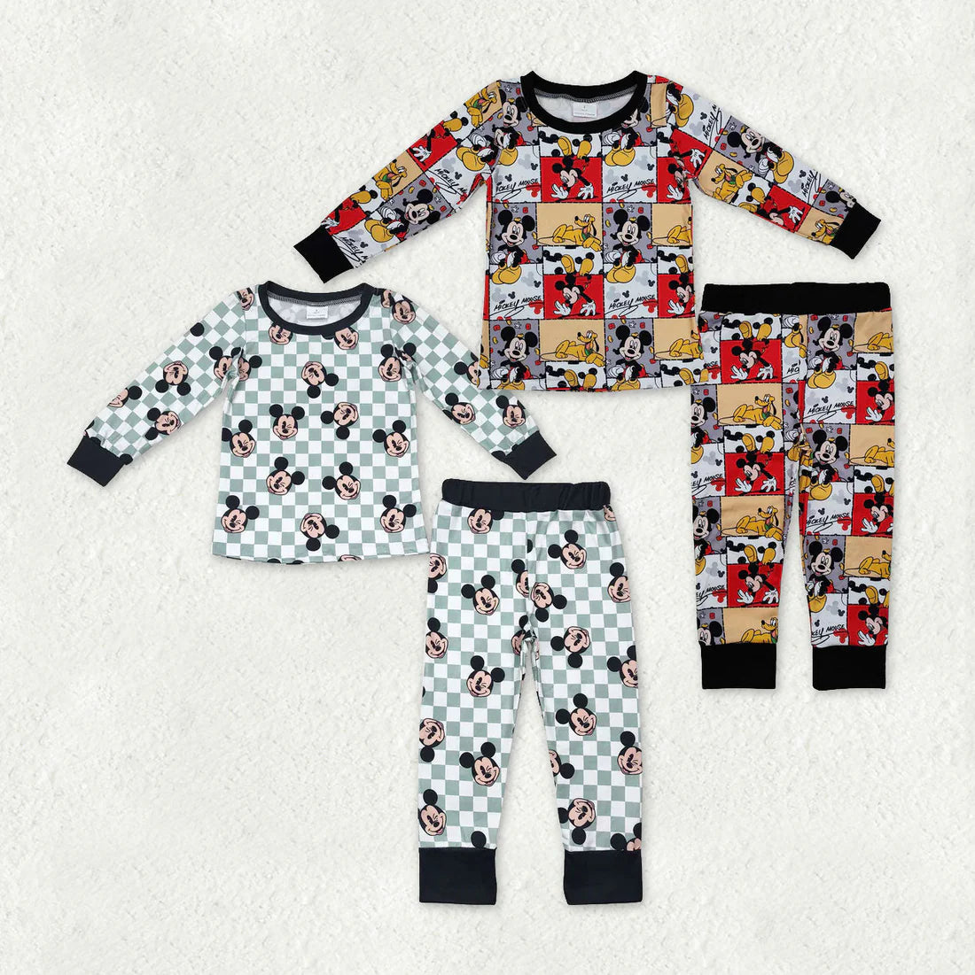 2.4 RTS Sibling Baby Girls Mouse Dogs Top Pants Pajamas Clothes Sets