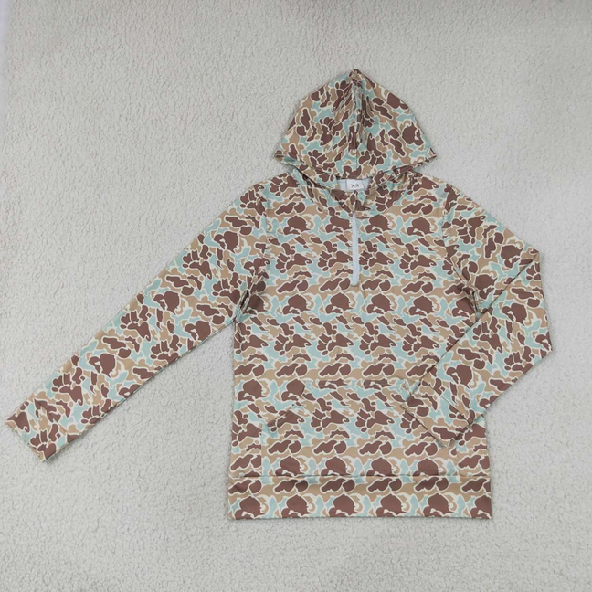GT1709  RTS NO MOQ （In stock）Adult Women Camo Long Sleeve Zip Hoodie With Pockets