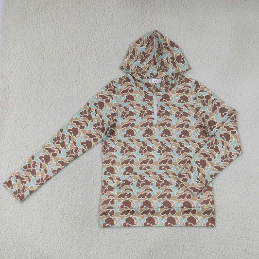 GT1709  RTS NO MOQ （In stock）Adult Women Camo Long Sleeve Zip Hoodie With Pockets