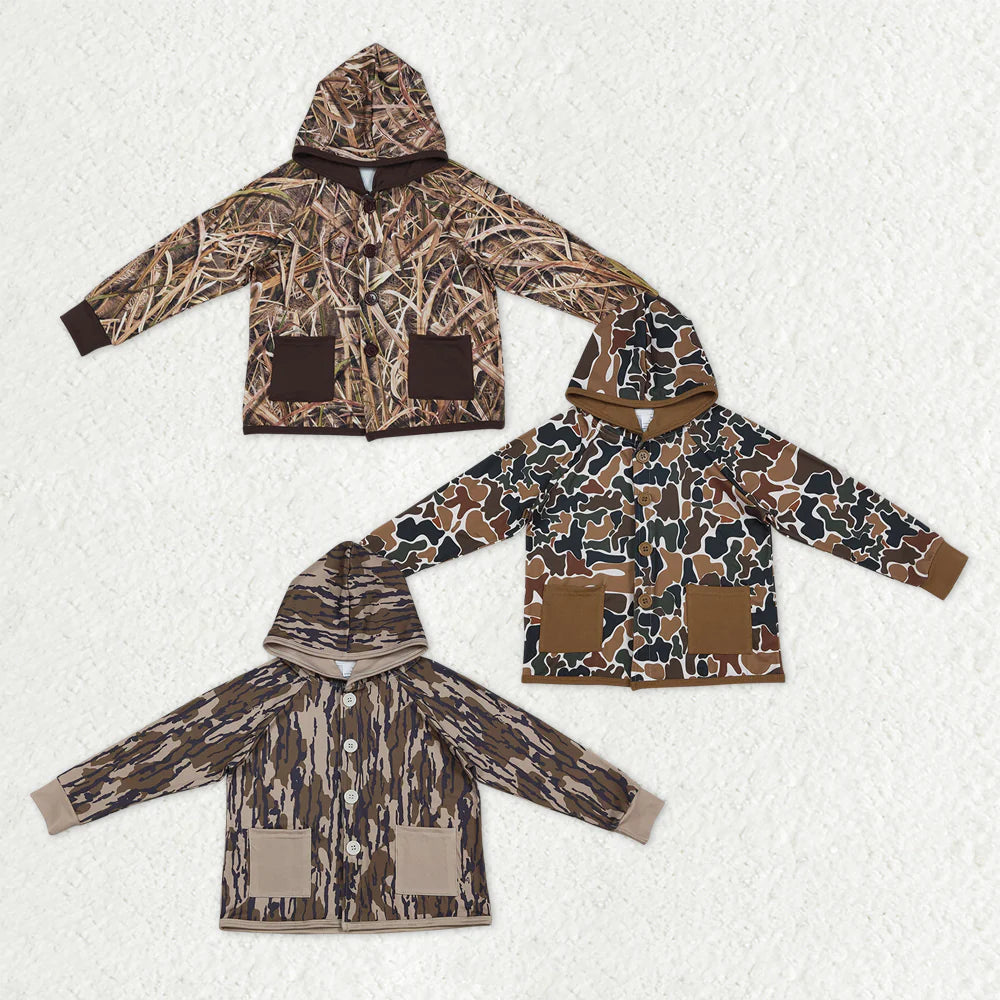 12.13 RTS Sibling Baby Boys Southern Camo Pockets Button Hoodies Jackets Top