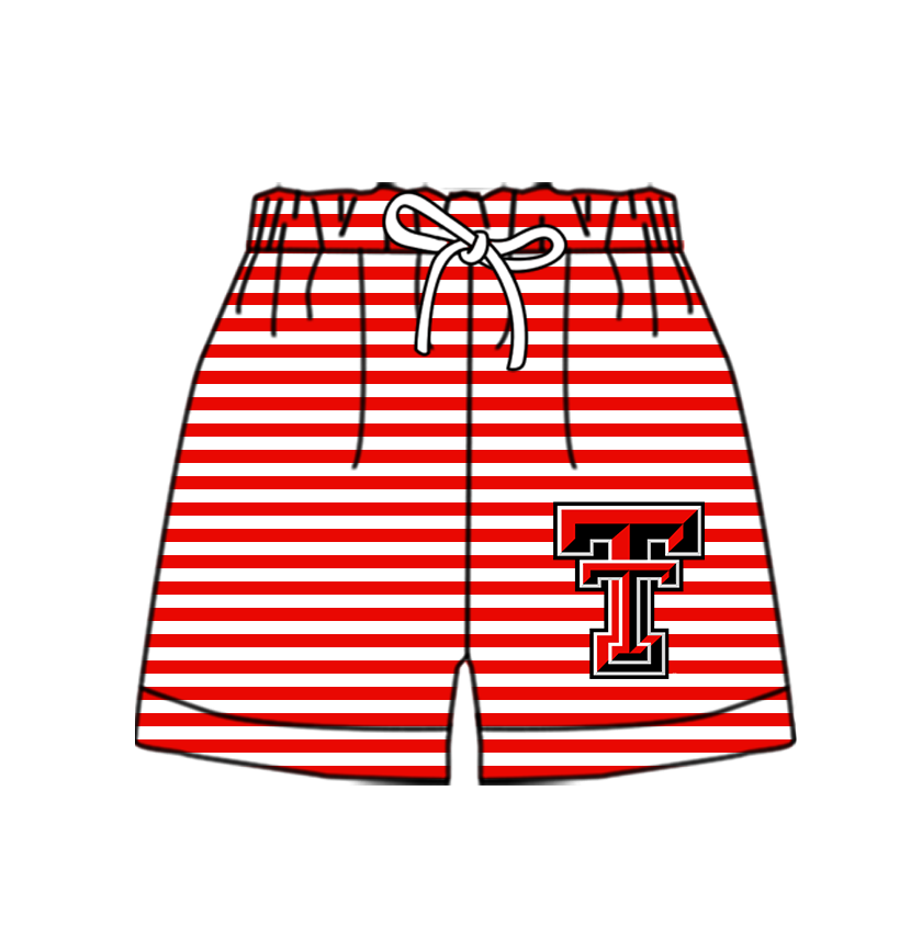 CUSTOM MOQ 5 Cute Comfortable Clothing For Kids Baby Kids Summer Red T Stripe Bottom Team Shorts