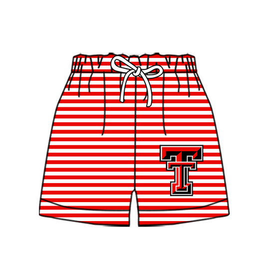 CUSTOM MOQ 5 Cute Comfortable Clothing For Kids Baby Kids Summer Red T Stripe Bottom Team Shorts