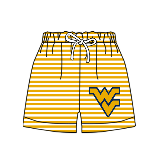 CUSTOM MOQ 5 Cute Comfortable Clothing For Kids Baby Kids Summer Yellow Stripe Bottom Team Shorts