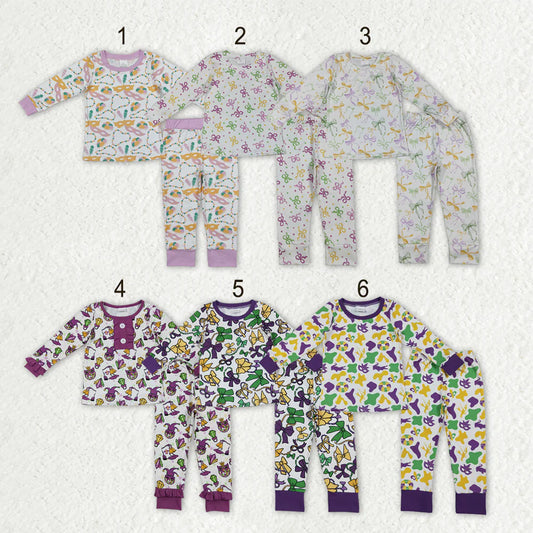 2.27 RTS Sibling Baby Boys Girls Mardigras Pajamas Clothes Sets