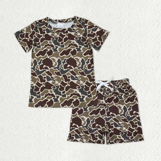 1.13 RTS NO MOQ （In stock） BT1648 + SS0735 Baby Boys Southern Dark Khaki Camo Shirt Top Pockets Shorts Clothes Sets