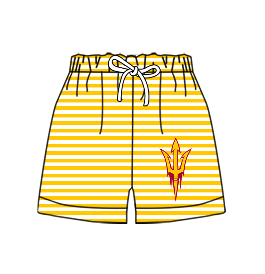 CUSTOM MOQ 5 Cute Comfortable Clothing For Kids Baby Kids Summer Golden Stripe Bottom Team Shorts