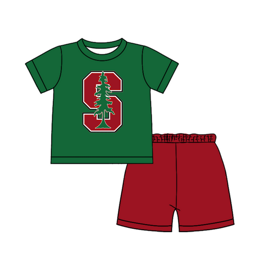 CUSTOM MOQ 5 Cute Comfortable Clothing For Boys Baby Boys Summer Green S Top Shorts Clothes Sets