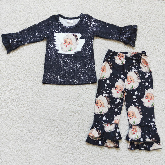 9.16 6 A1-18 Baby Girls Winter Outfits Christmas santa black ruffle pants sets