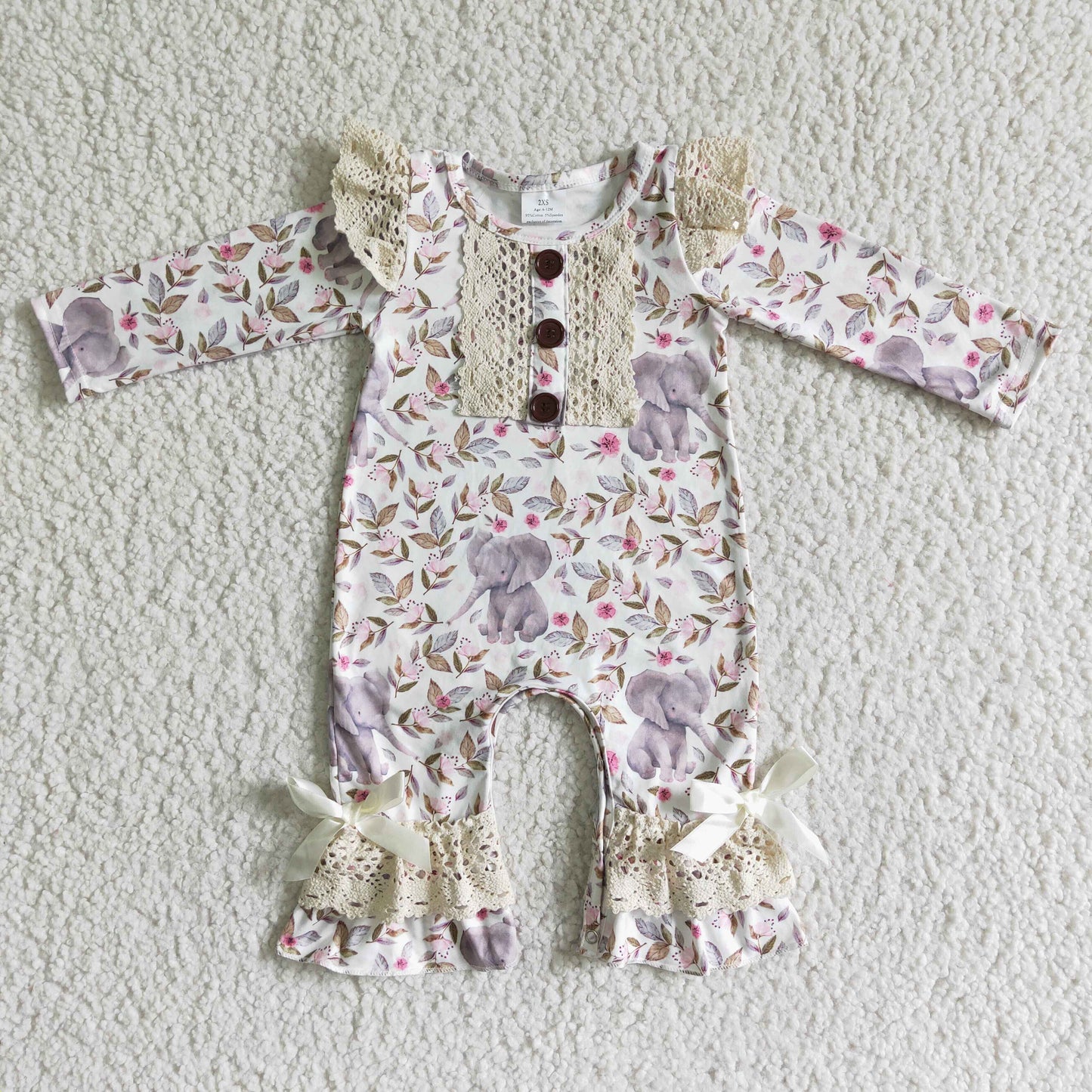 12.6 6 A1-26 RTS No Moq Clearance Baby girls elephant floral rompers