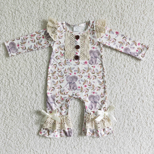 12.6 6 A1-26 RTS No Moq Clearance Baby girls elephant floral rompers