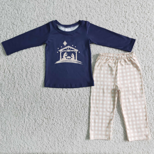 11.22 6 A11-1 RTS No Moq Clearance Baby Boys Winter Outfits Baby Boys Christmas nativity pants sets