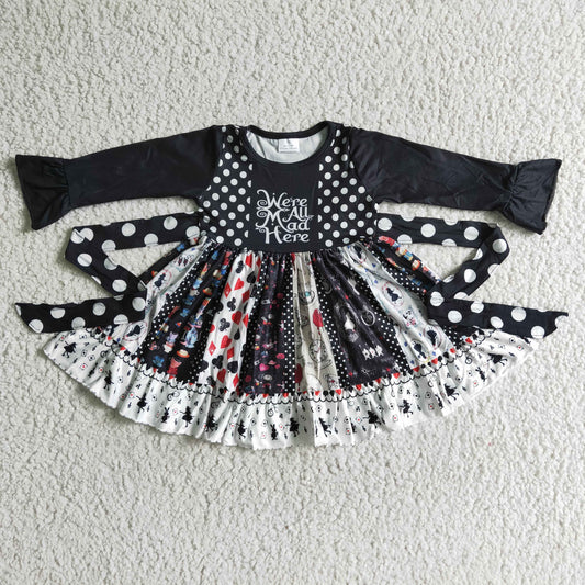 9.17 6 A12-11 Baby Girls Winter Outfits Black long sleeve witches girls halloween Dresses