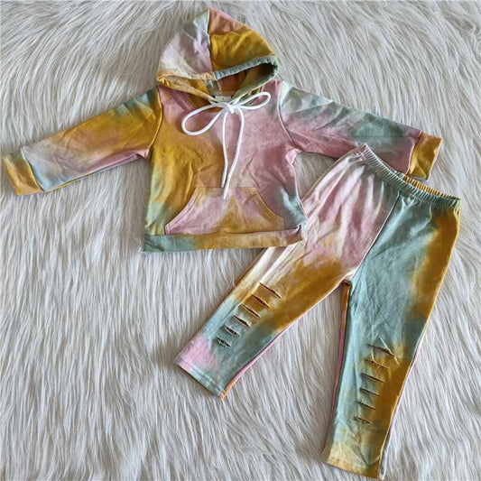 RTS no moq  6 A15-26  Kids girls autumn clothes long sleeves top with trousers set