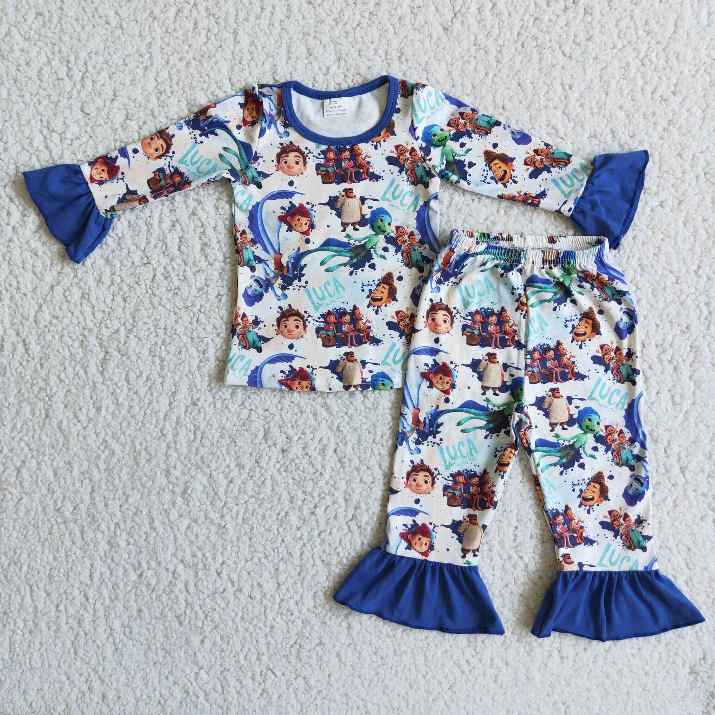 9.18 6 A16-18 Baby Girls Winter Outfits Girls fall winter sleepwear ruffle pajamas