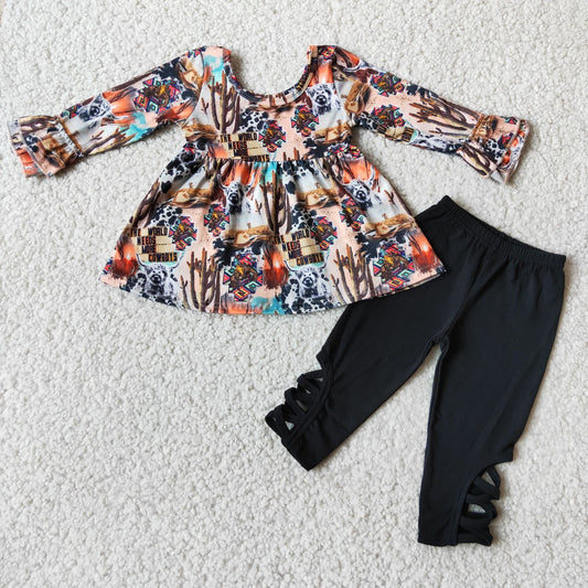 9.16 6 A2-19 Baby Girls Winter Outfits Baby Girls cactus desert western cow legging sets