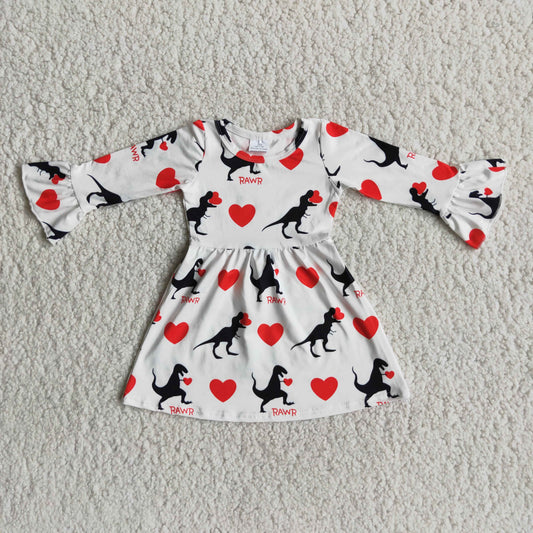 12.13 6 A23-1 RTS No Moq Promotion Baby Girls dinosaur heart valentine's day dresses