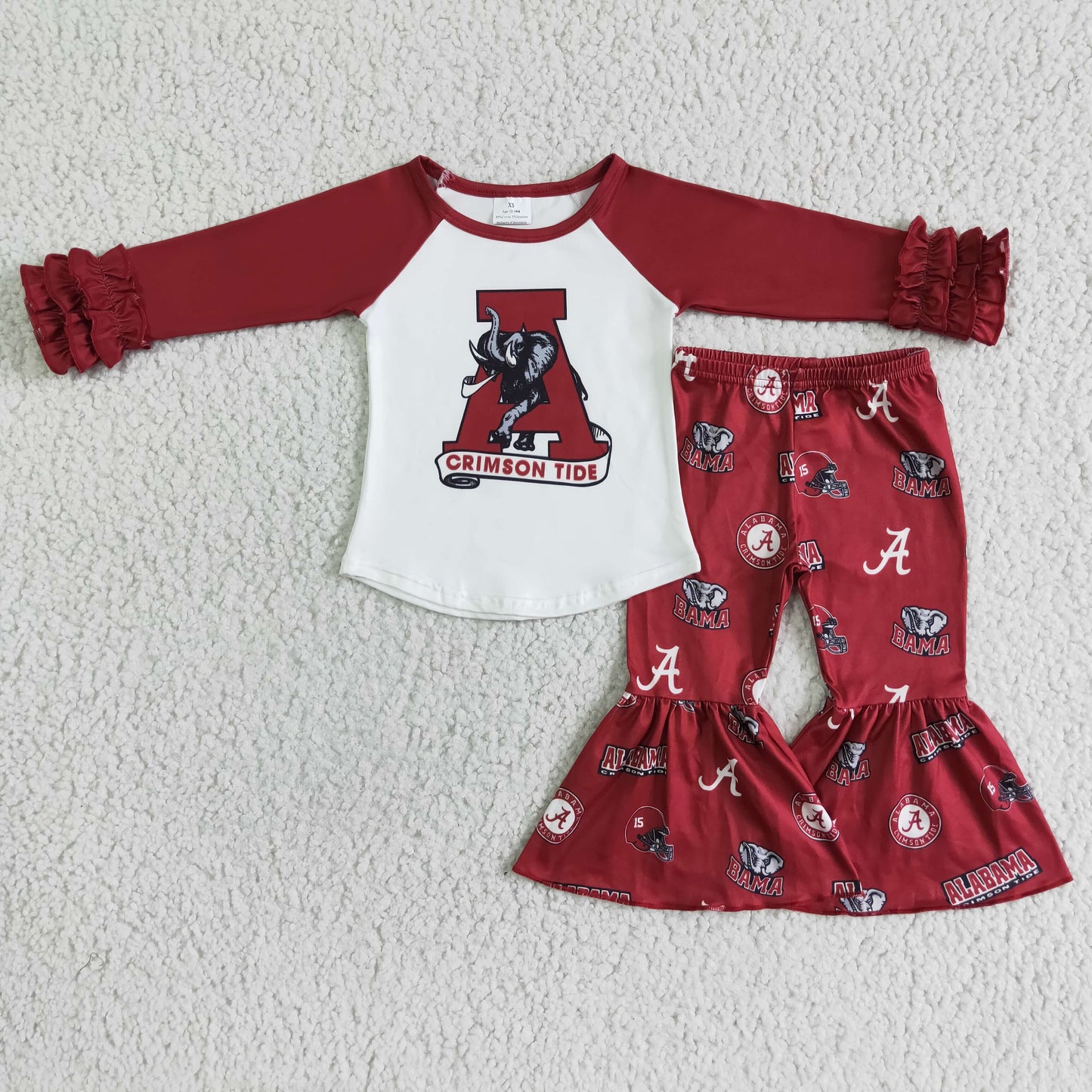 6 A25-1 6 A25-1 A Red elephant pleated long-sleeved bell bottom pants suit