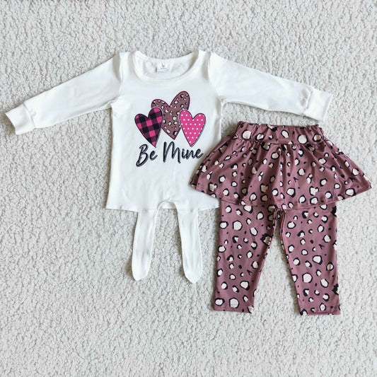 12.20 6 A25-28 RTS No Moq Promotion Baby Girls Be Mine legging skirts sets