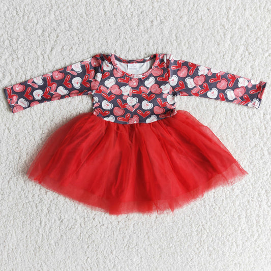 12.20 6 A26-19 Baby Girls Winter Dresses Baby Girls Valentines heart print tutu chiffon dresses
