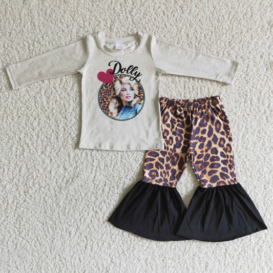 11.15 6 A28-5 RTS No Moq Clearance Baby Girls Winter  Outfits Baby girls singer leopard bell pants clothing sets