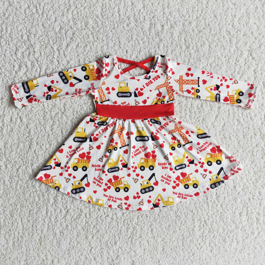 1.17 6 A29-14 Baby Girls Winter Dresses Valentines baby girls tractor heart twirl dresses