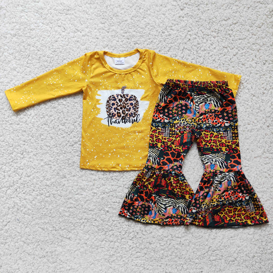 9.15 6 A3-16 Baby Girls Winter Outfits Fall pumpkin leopard outfits clothing sets