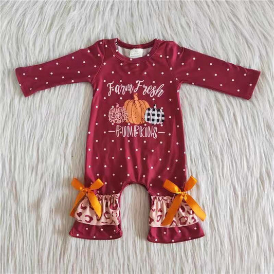 8.22 6 A30-16Baby Girls Winter Rompers Baby Girls Farm Fresh pumpkin wine rompers
