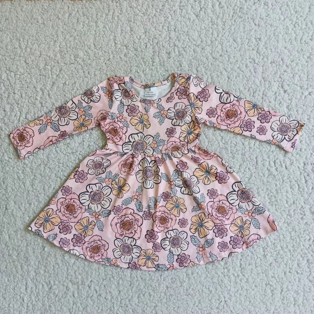 12.13 6 A4-18 Baby Girls Winter Dresses Baby Girls Fall Floral flower dresses