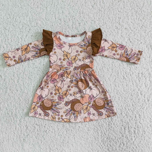 11.1 6 A6-11 Baby Girls Winter Dresses Baby Girls Long sleeve turkey dresses