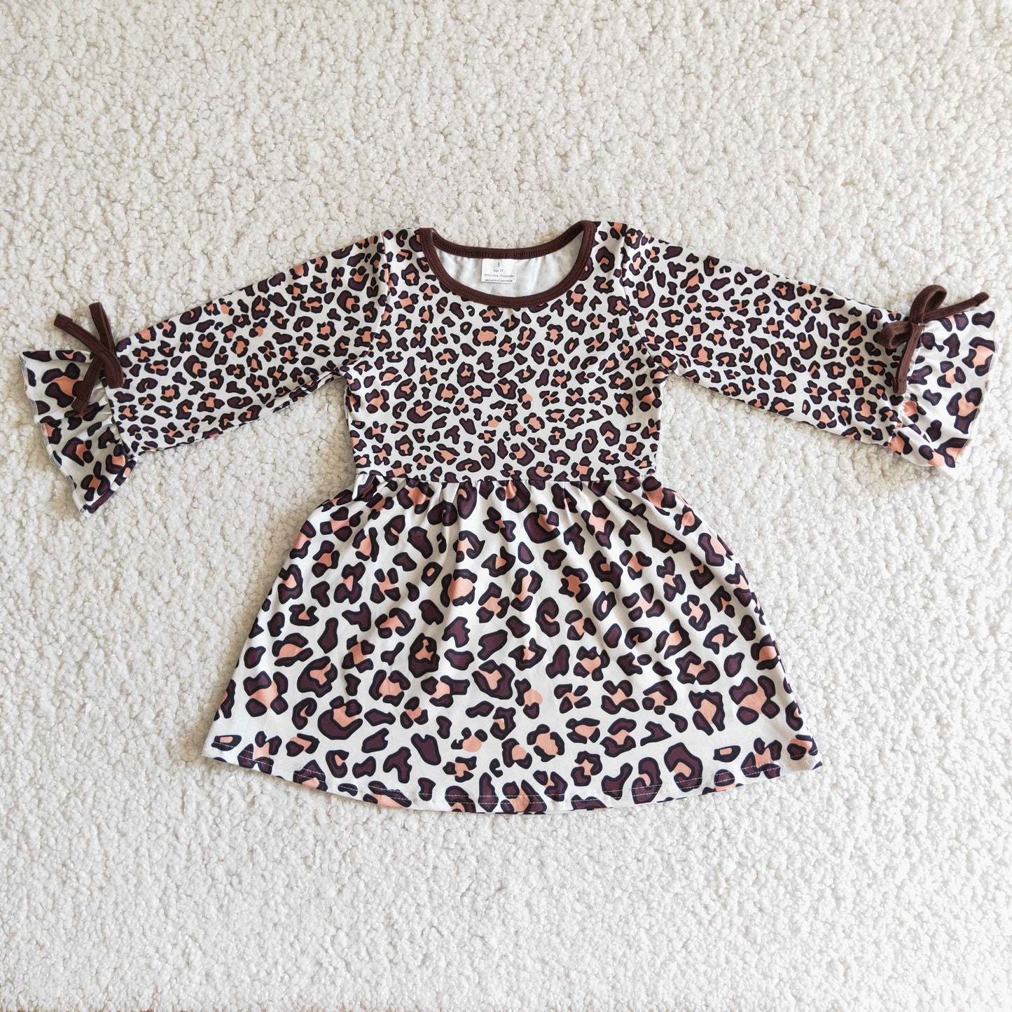 12.6 6 A6-13 Baby Girls Winter Dresses Baby Girls Long sleeve Leopard dresses
