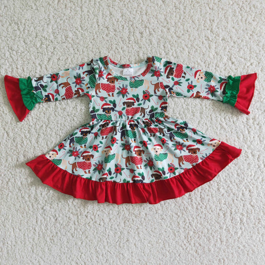 9.16 6 A6-17- Baby Girls Winter Outfits baby girls Dog Christmas dresses