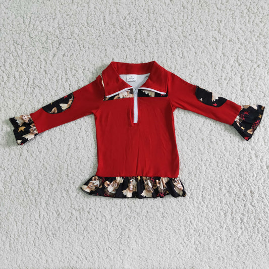 6 A8-3- Girls Christmas cow Pullover