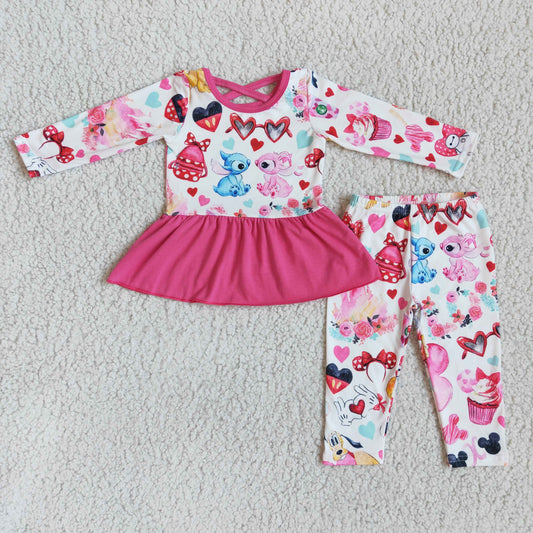 6 B1-33 Valentine's Day love pink long-sleeved trousers suit