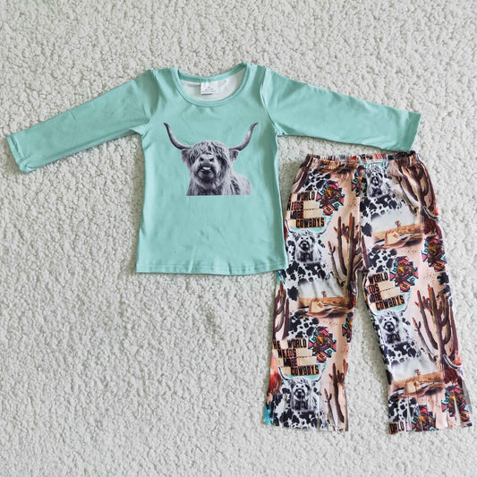 6 B1-5 Cow print tassels pants baby girls clothing