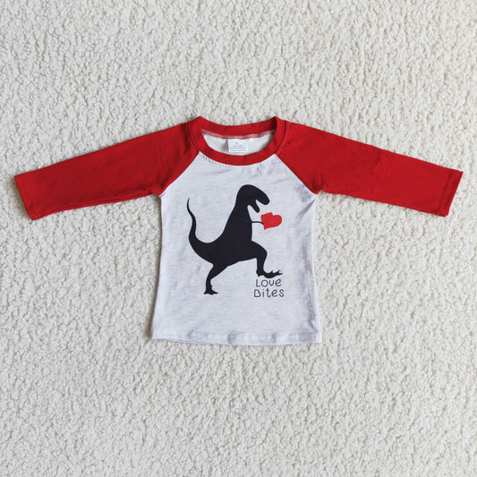 12.20 6 B12-7 RTS No Moq Promotion Baby Boys Valentines Dinosaur Shirts