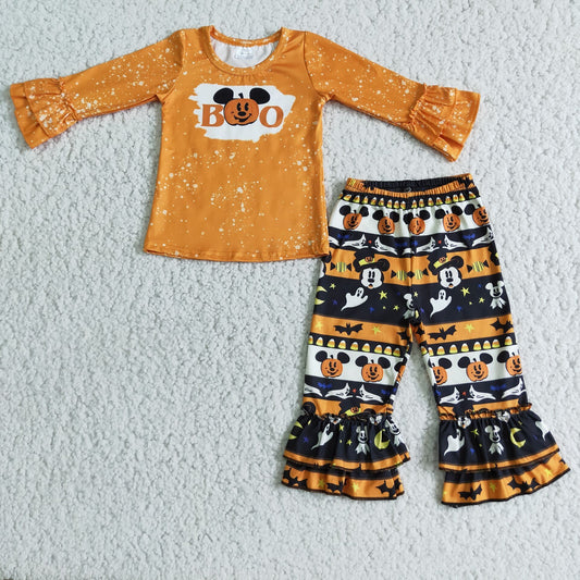 10.4 6 B8-40 RTS No Moq Clearance Baby Girls Winter Outfits Baby girls Halloween boo ruffle pants sets