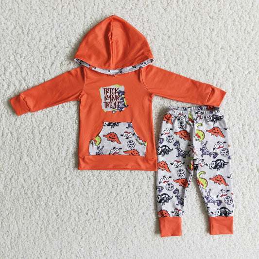 9.22 6 B9-4 Baby Boys Winter Outfits Kids Boys Orange Halloween hoodie set