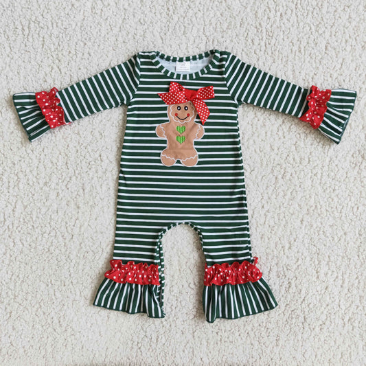 6 C10-6 Girls Gingerbread Christmas romper