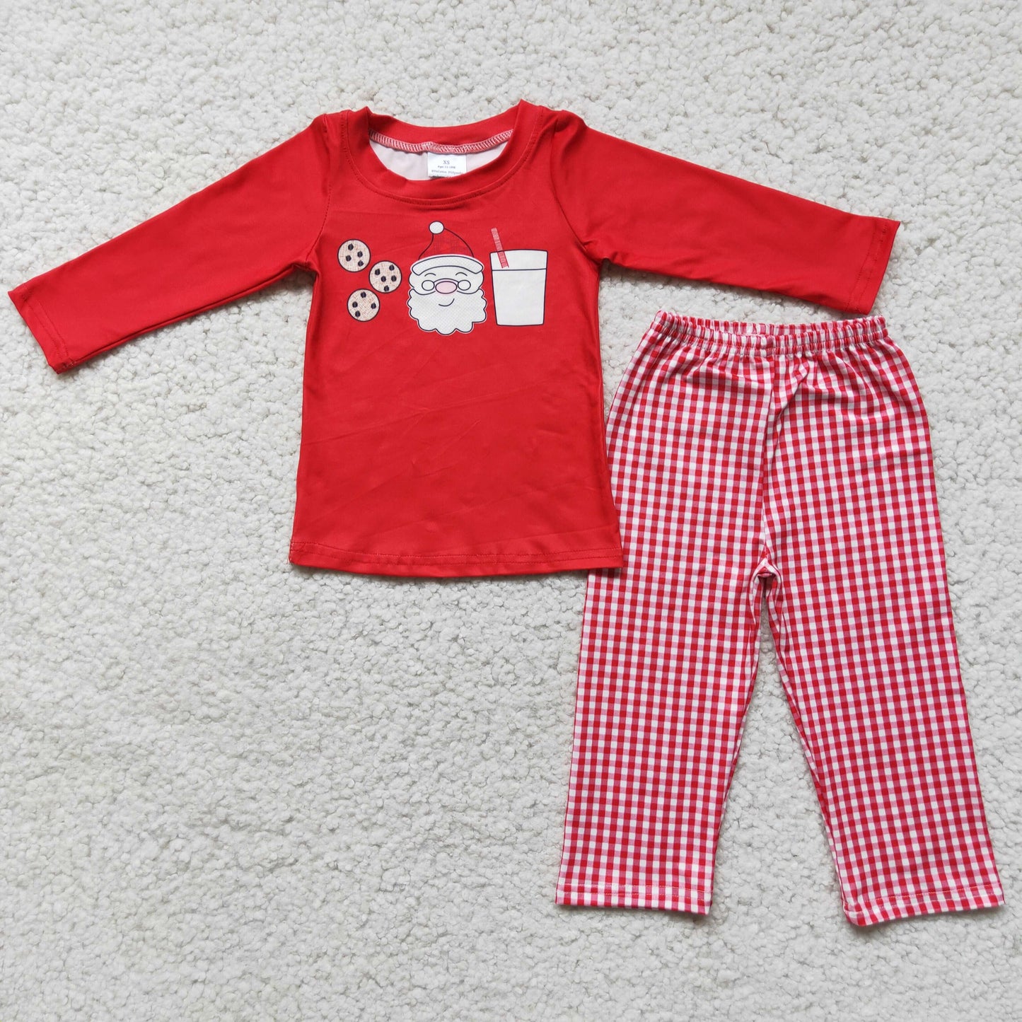 12.2 6 C11-3 RTS No Moq Clearance Baby  Boys Winter Outfits Baby Boys Cookie santa milk Christmas pants sets