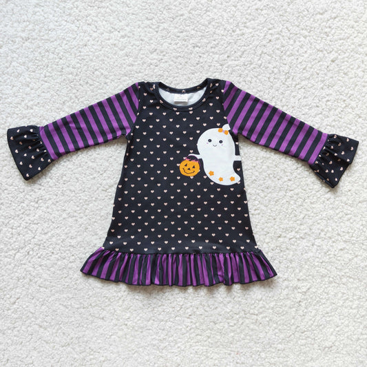 10.4 6 C6-22 RTS No Moq Clearance Baby Girls Winter Outfits Baby Girls Ghost screen print Halloween dresses
