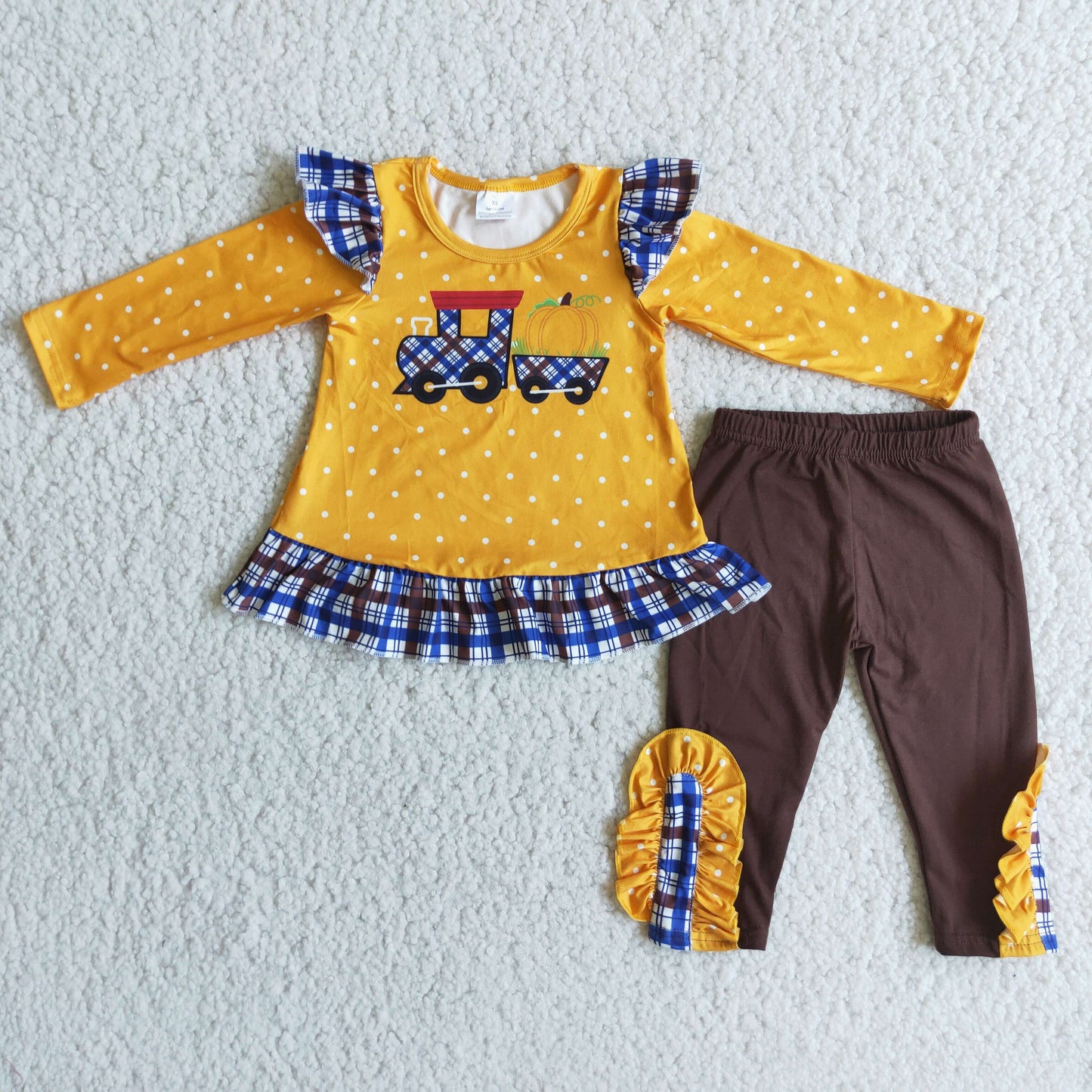 10.4 6 C8-20 RTS No Moq Clearance Baby Girls Winter Outfits Baby Girls pumpkin tractor legging sets