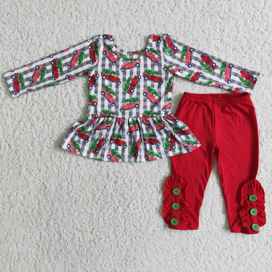 6 C9-24 Christmas tractor legging sets