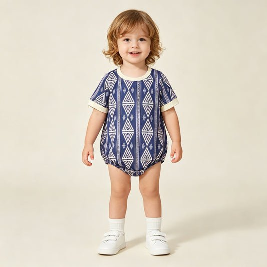 SR3713 RTS NO MOQ （In stock）Baby Boys Short Sleeve Western Aztec Rompers
