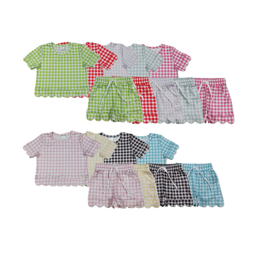 RTS Sibling plaid scallop top shorts girls summer outfit