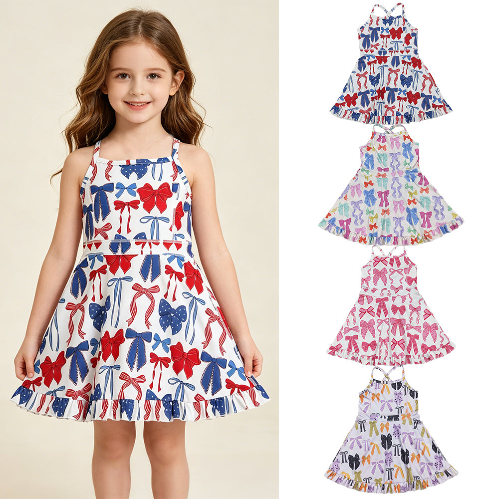 RTS Sibling Straps colorful bows ruffle kids girls athletic dress